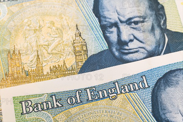 Portrait of Sir Winston Churchill on Bank of England Five pound note