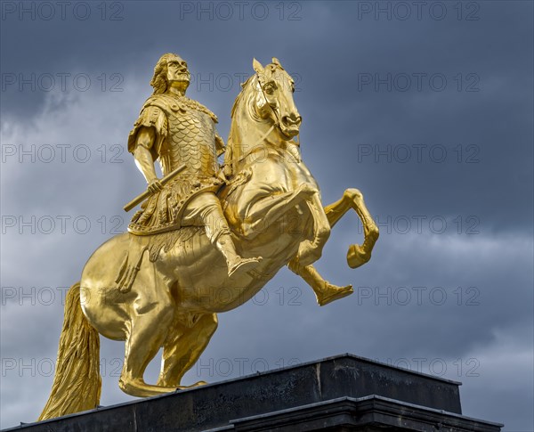 Monument of August the Strong at Thunderstorm Atmosphere