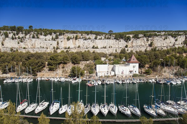 Sailboats in the harbour of Calanque de Port Miou