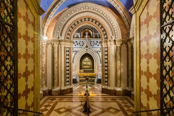 Neo-Gothic crypt with the tomb of Saint Clare