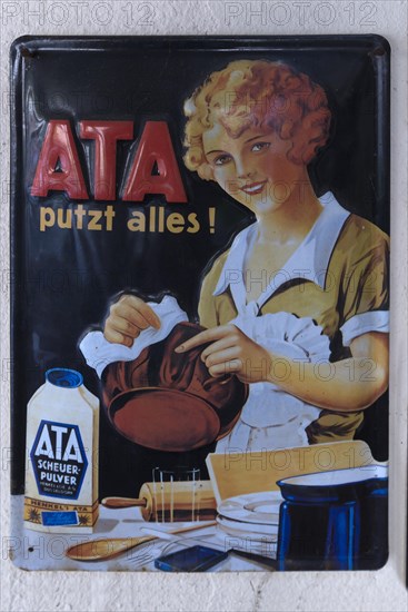 Nostalgic advertising sign made of sheet metal