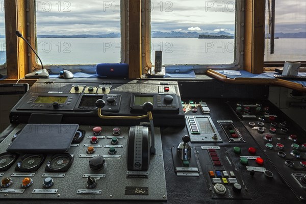 Instruments in the bridge of the ferry Baldur