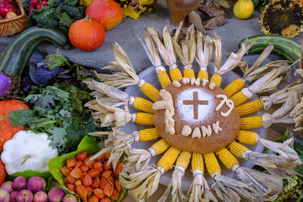 Fruit and vegetables at the Thanksgiving altar