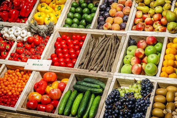 Organic vegetables and organic fruit in the organic market at the ANUGA food fair