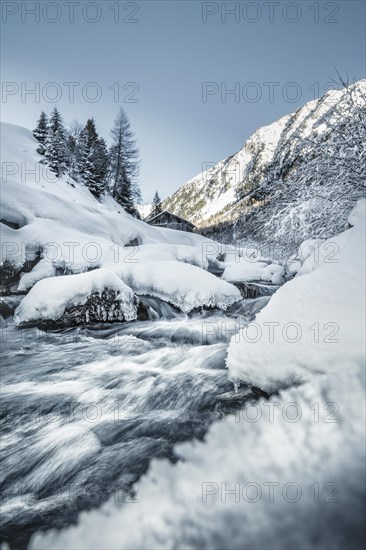 Horlach creek in winter Otztal