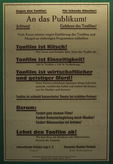 Protest poster against the first sound film
