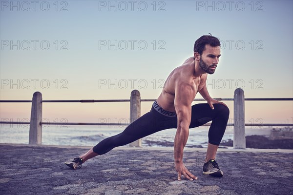 Young man training