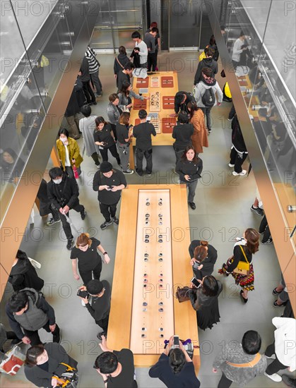 Crowd at the Apple Store shopping