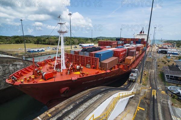 Cargo boat passing the Gatun locks