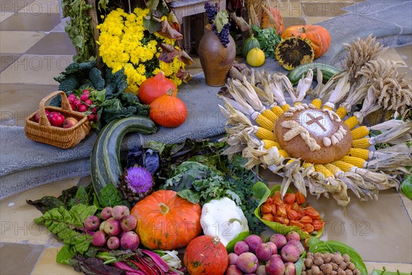 Fruit and vegetables at the Thanksgiving altar