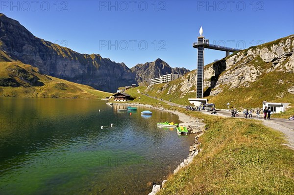 Panorama lift with viewing platform at Lake Melchsee