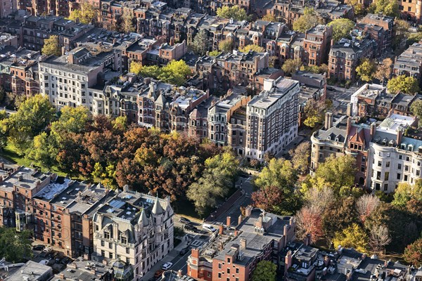 View from Prudential Tower to the houses in the historic district of Back Bay