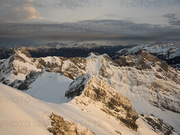 View at sunset in direction Altman and Austria from Santis