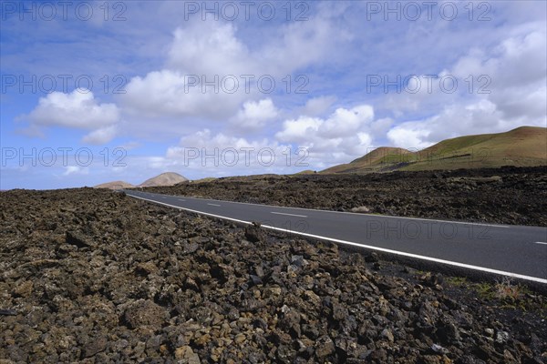 Road through lava field