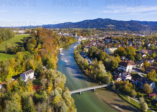 Bad Tolz with Isar and Isar footbridge