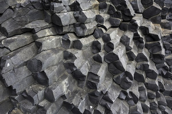 Basalt columns at the black lava edge Reynisfjara