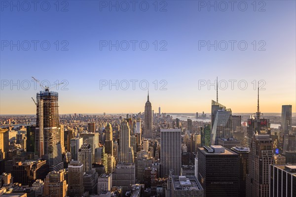 View of Midtown and Downtown Manhattan and Empire State Building from Top of the Rock Observation Center