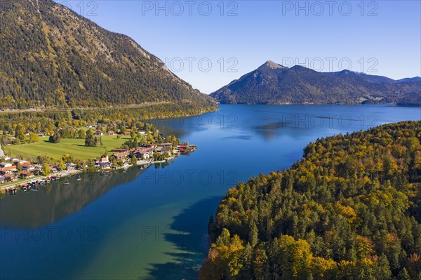 Lake Walchensee with the village Walchensee