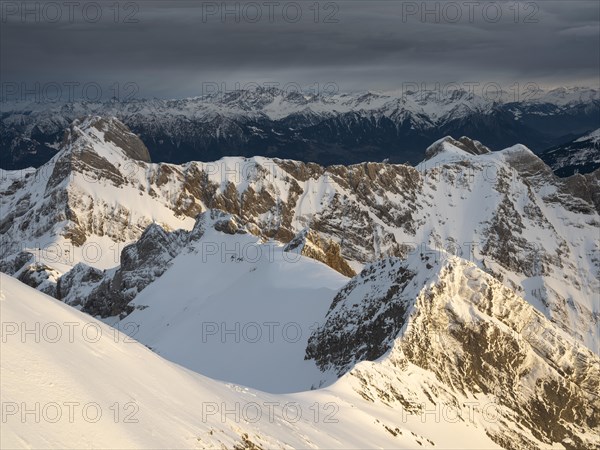 View at sunset in direction Altman and Austria from Santis