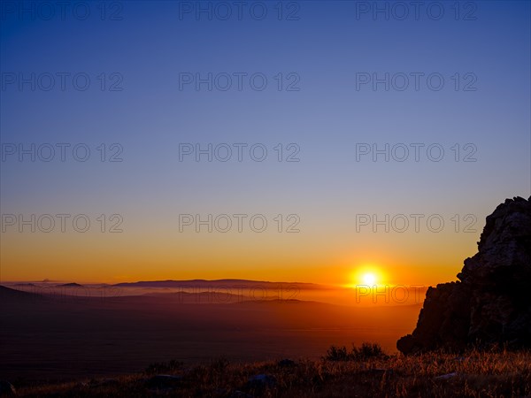 Sunrise over the Mongolian steppe