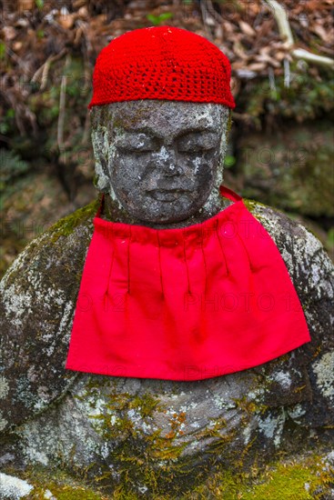 Jizo statues with red caps