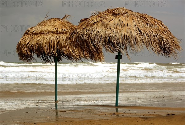 Sunshades at the beach of Georgioupolis