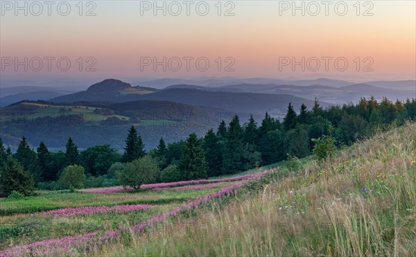 View from the top of the Wasserkuppe to the hilly landscape