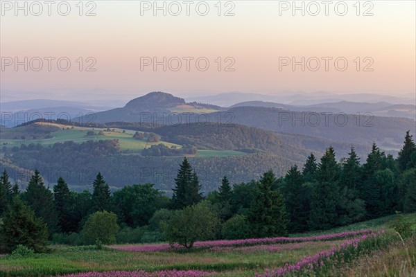 View from the top of the Wasserkuppe to the hilly landscape