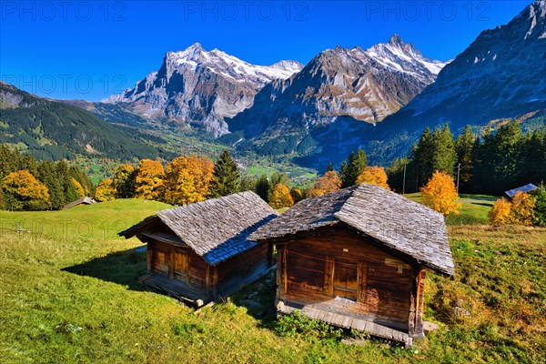 Wooden huts above Grindelwald