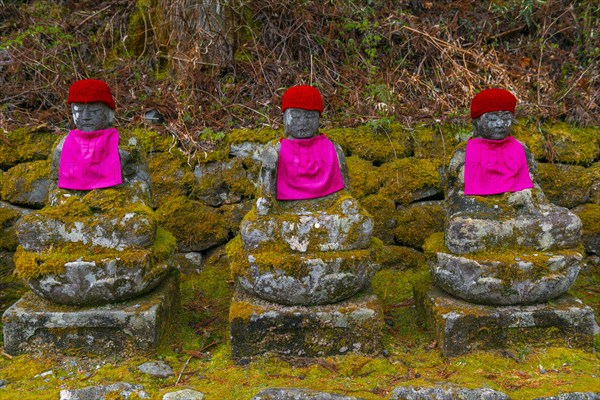 Jizo statues with red caps