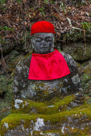 Jizo statues with red caps