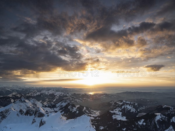 Sunset and clouds on a spring day on the Santis