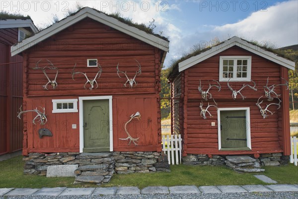 Huts with reindeer antlers