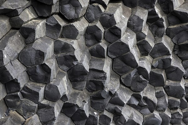 Basalt columns at the black lava edge Reynisfjara