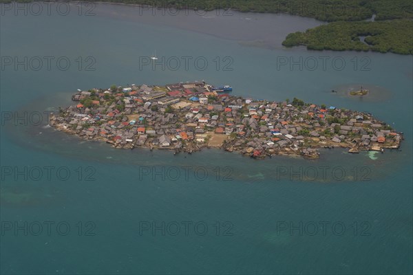 Aerial of a densly populated sland