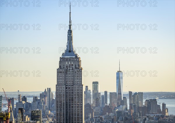 View of Midtown and Downtown Manhattan and Empire State Building from Top of the Rock Observation Center