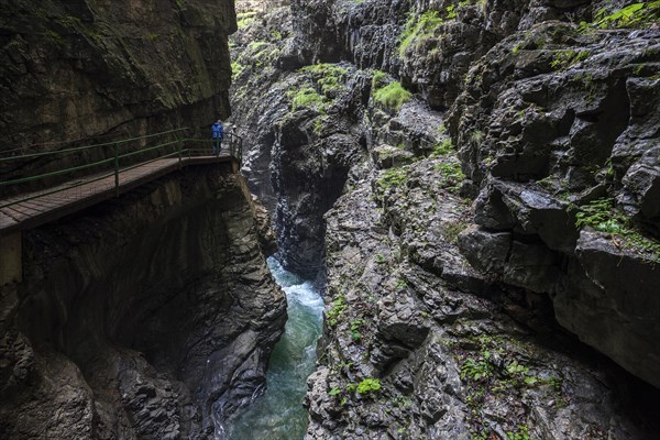 River Breitach and hiking trail through the Breitach gorge near Oberstdorf