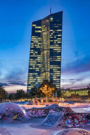 Illuminated European Central Bank ECB