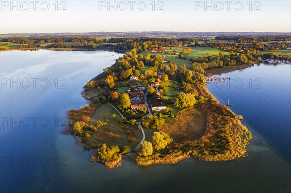 Urfahrn peninsula near Breitbrunn on Lake Chiemsee