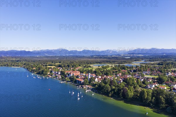 Seeshaupt at Lake Starnberger See with Alpine chain