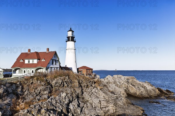 Lighthouse on rocky coast