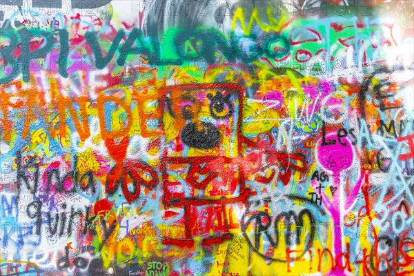 Colourful graffiti on the John Lennon Wall