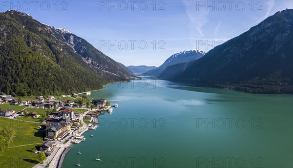 Aerial view of the village Pertisau am Lake Achensee