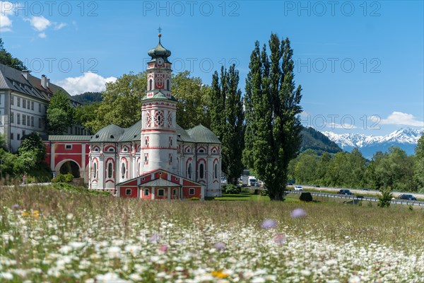 Flower meadow in front of the monastery St. Karl