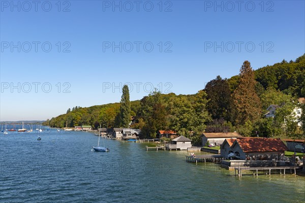 Boathouses at Lake Starnberg near Leoni