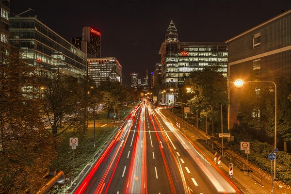 Main traffic artery Theodor-Heuss-Allee in the evening rush hour