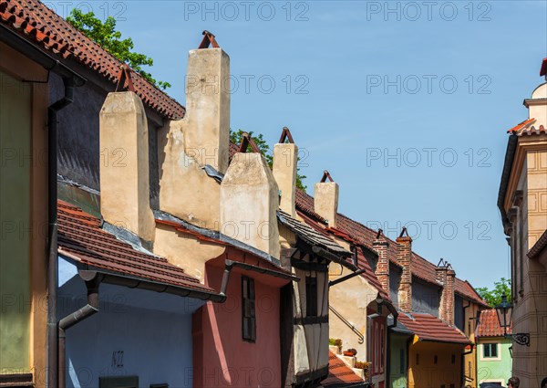 House gable with chimneys