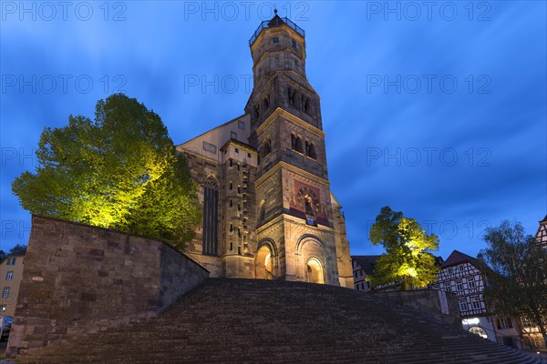 St. Michael with large open stairs at dusk