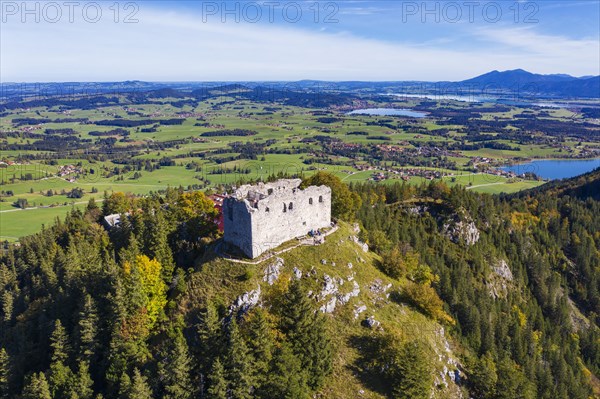 View on castle ruin Falkenstein with surroundings