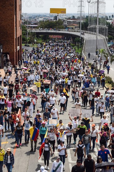 Anti-government demonstrators during a nationwide strike in Cali